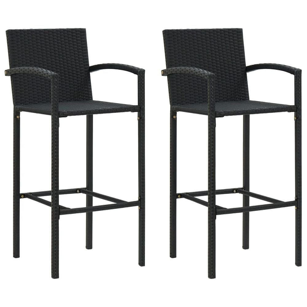 Vidaxl Barové stoličky 2 ks, čierne, polyratan